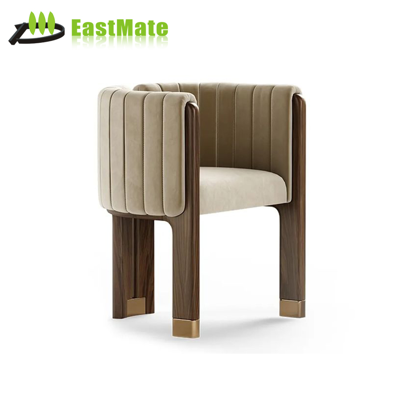 Hotel Restaurant Round Armchair with Wooden Frame and Sponge Cushioning Commercial Dining Chair