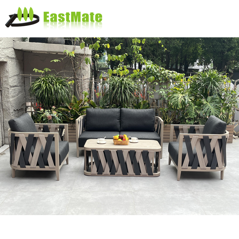 Hotel Outdoor Teak Sofa Set Wholesale, Natural Solid Teak Wood, Hotel Outdoor Furniture Complete Solution