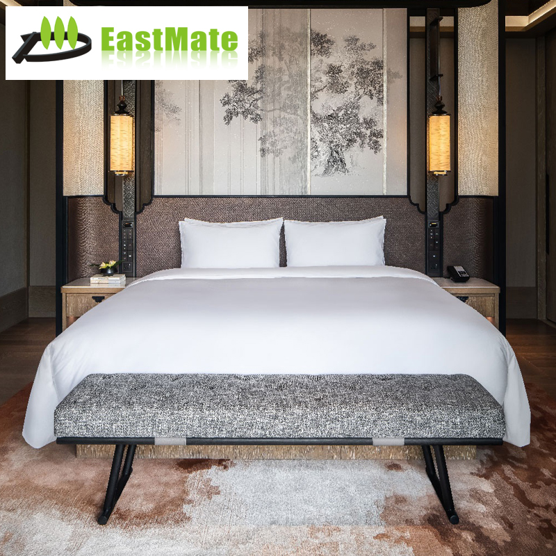 Custom Hotel Guestroom Furniture Set, Modern Bedroom Suite with Wardrobe, Desk, Nightstand, Solid Wood Frame, Premium Finish for 5 Star Hospitality Projects