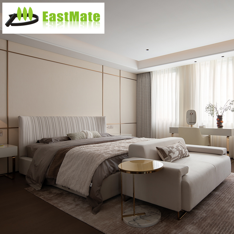 Hotel Guestroom Furniture Set, Modern Bedroom Suite with Wardrobe, Desk, Nightstand, Solid Wood Frame, Luxury Finish for 5 Star Hospitality Projects