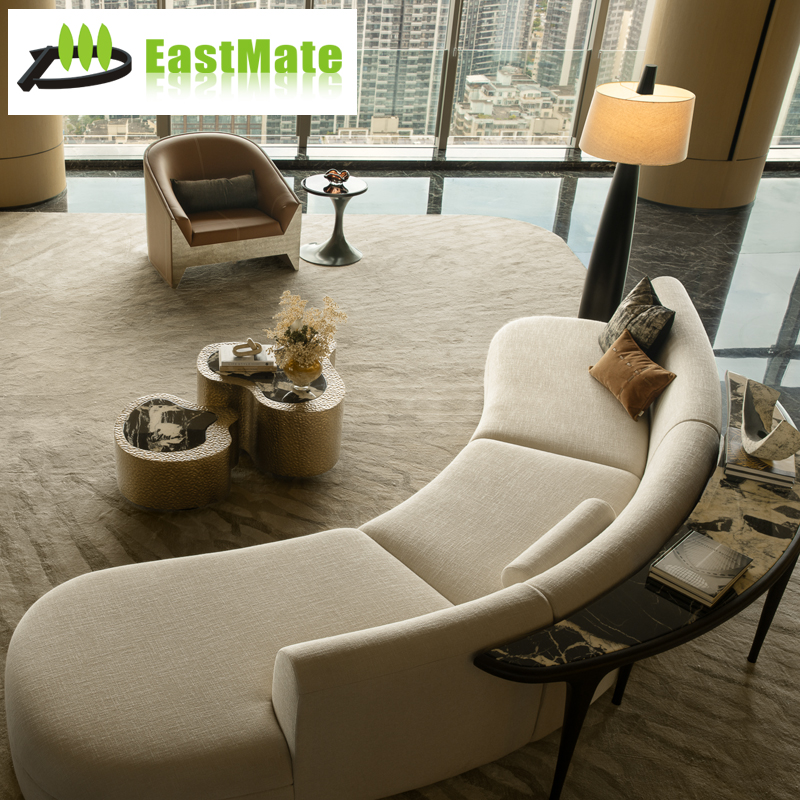 Custom Shaped Villa Sofa Combination, Contemporary Freeform Design, High Resilience Foam, Stain Resistant Fabric, Durable Construction for Luxury Villa and Resort Interiors