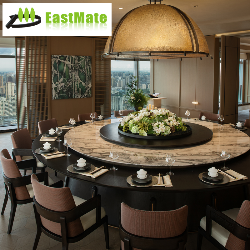 Premium Villa Dining Room Set, Large Dining Table with Lazy Susan, Comfortable Seating, Sturdy Construction, Customizable Finish for Villa Family Dining and VIP Banquet