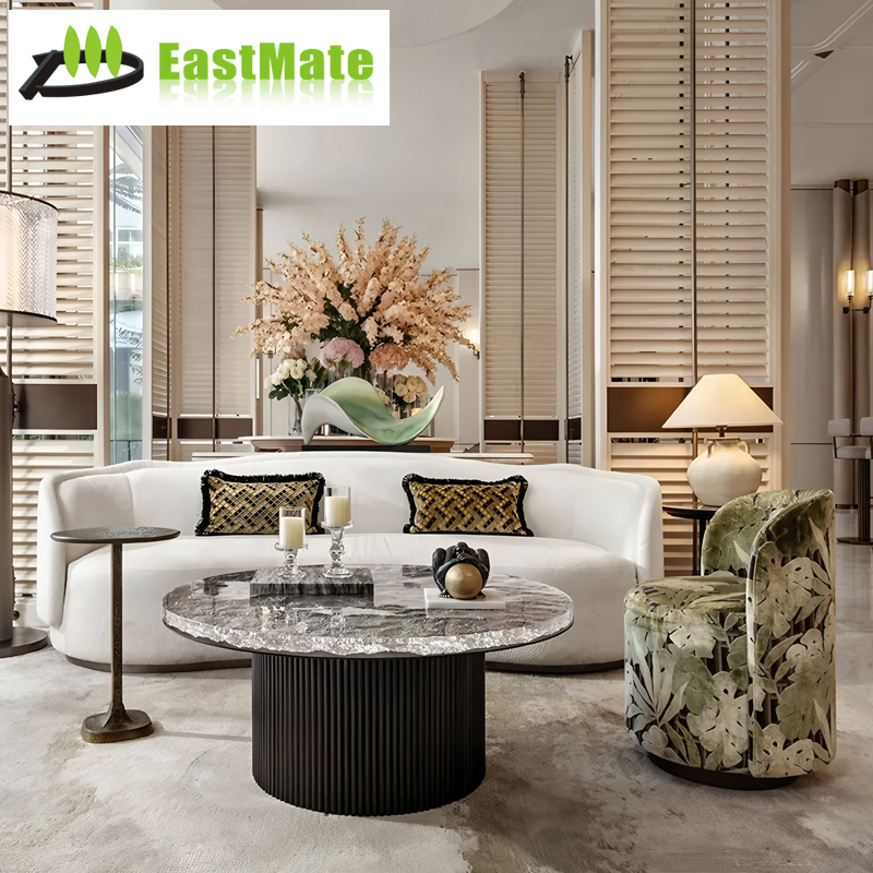 High‑End Villa Living Room Leather Sofa FF&E Complete Hospitality Furniture Package OEM ODM Full Grain Leather Couch Custom Finish Size For Private Villa Reception Hall Resort Public Lounge Area