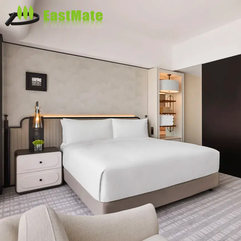Simple contemporary Bedroom furniture, trusted hotel furniture supplier, FF&E hospitality furnishing, fire-resistant commercial grade OEM ODM for Southeast Asia Aparthotel, Resort, Hotel and Guesthouse queen bed projects
