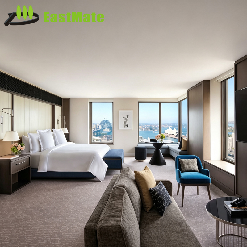 Hotel, Resort and Guesthouse hotel room furniture, hospitality Bedroom furniture set for king bed room, bulk order hotel engineering furniture